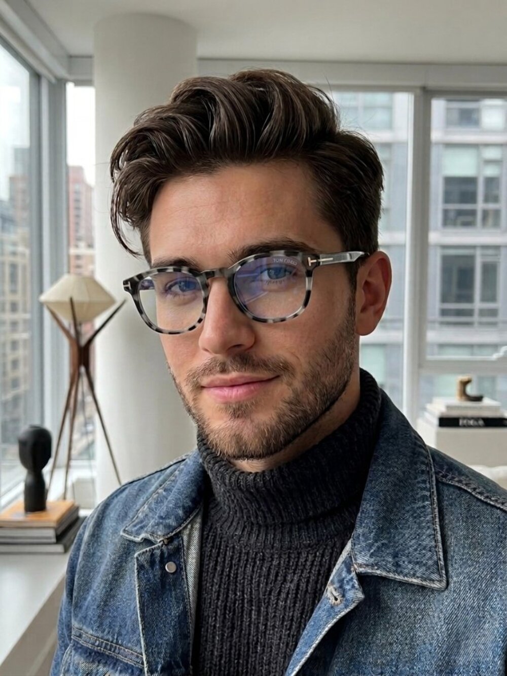NEW TOM FORD TF5873-B 005 BLACK HAVANA BLUE BLOCK LENS AUTHENTIC EYEGLASSES